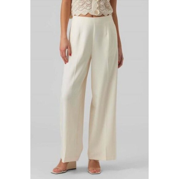 New Vero Moda Women's Size US 6 38/32 Relaxed Trousers WIDE PANT Birch/Beige - Picture 1 of 15
